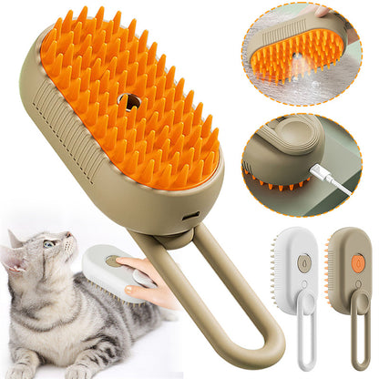 3-in-1 Electric Pet Grooming Brush with Steam and Spray for Cats and Dogs - Massage and Hair Removal Comb
