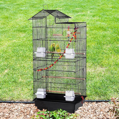 Yaheetech 39" Wrought Iron Roof Top Flight Cage with Accessories for Cockatiels, Conures, Lovebirds, Budgies, and Small Birds