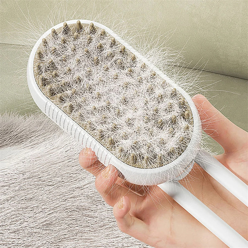3-in-1 Electric Pet Grooming Brush with Steam and Spray for Cats and Dogs - Massage and Hair Removal Comb