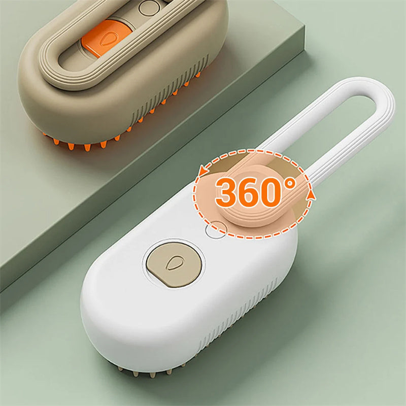 3-in-1 Electric Pet Grooming Brush with Steam and Spray for Cats and Dogs - Massage and Hair Removal Comb