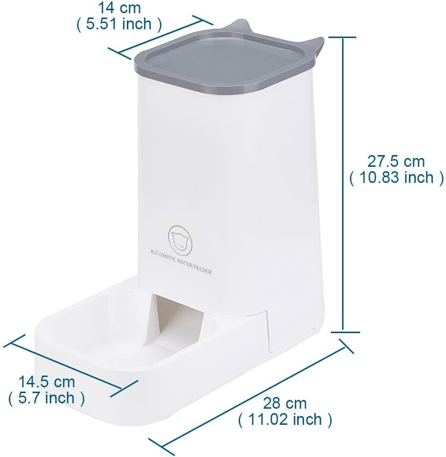 Automatic Pet Feeder and Water Dispenser Set, 1-Gallon Capacity Waterer and 2.1Kg Food Feeder, Self-Dispensing System for Small Pets, Durable Polypropylene Construction, Suitable for Cats and Dogs