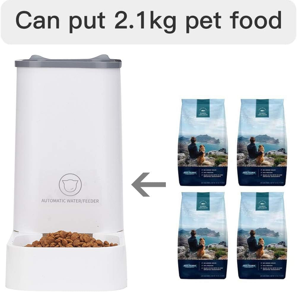 Automatic Pet Feeder and Water Dispenser Set, 1-Gallon Capacity Waterer and 2.1Kg Food Feeder, Self-Dispensing System for Small Pets, Durable Polypropylene Construction, Suitable for Cats and Dogs