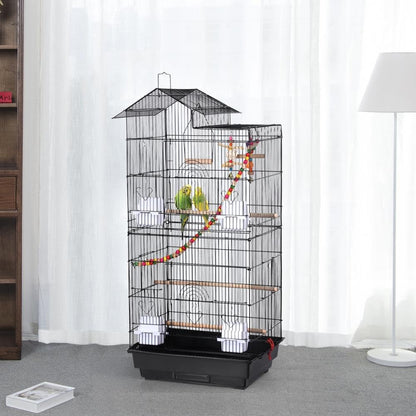 Yaheetech 39" Wrought Iron Roof Top Flight Cage with Accessories for Cockatiels, Conures, Lovebirds, Budgies, and Small Birds