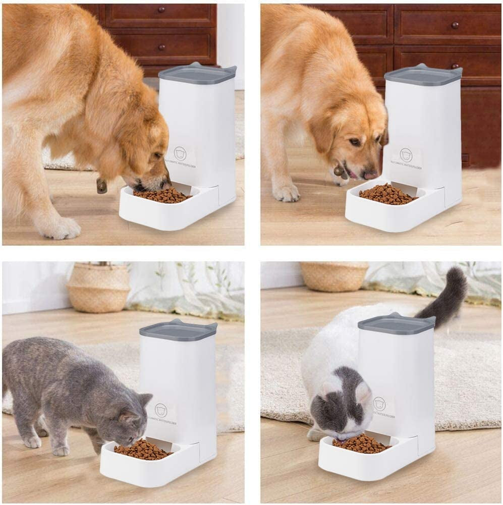 Automatic Pet Feeder and Water Dispenser Set, 1-Gallon Capacity Waterer and 2.1Kg Food Feeder, Self-Dispensing System for Small Pets, Durable Polypropylene Construction, Suitable for Cats and Dogs