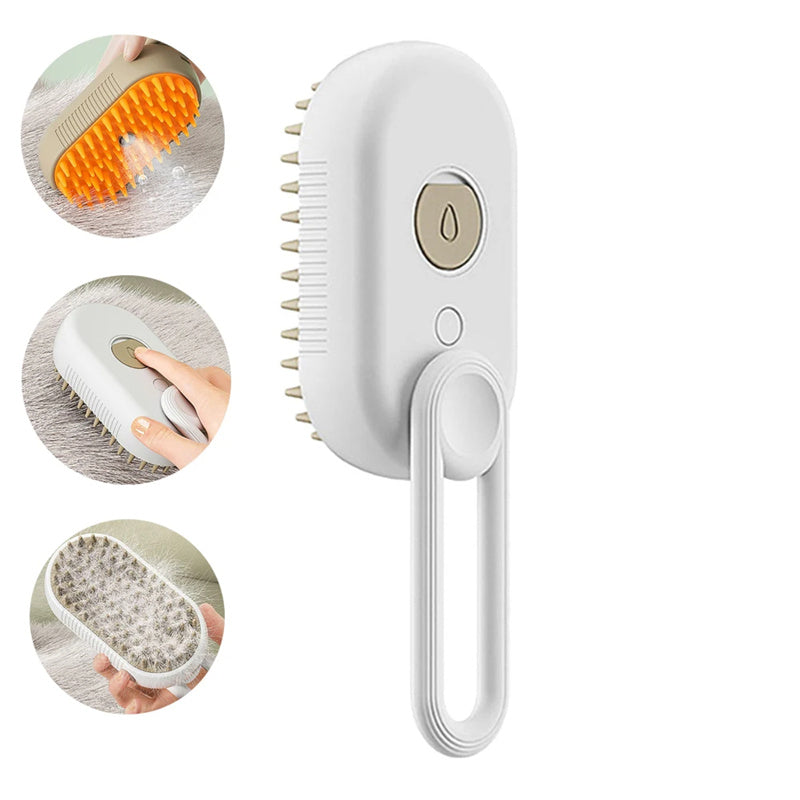 3-in-1 Electric Pet Grooming Brush with Steam and Spray for Cats and Dogs - Massage and Hair Removal Comb