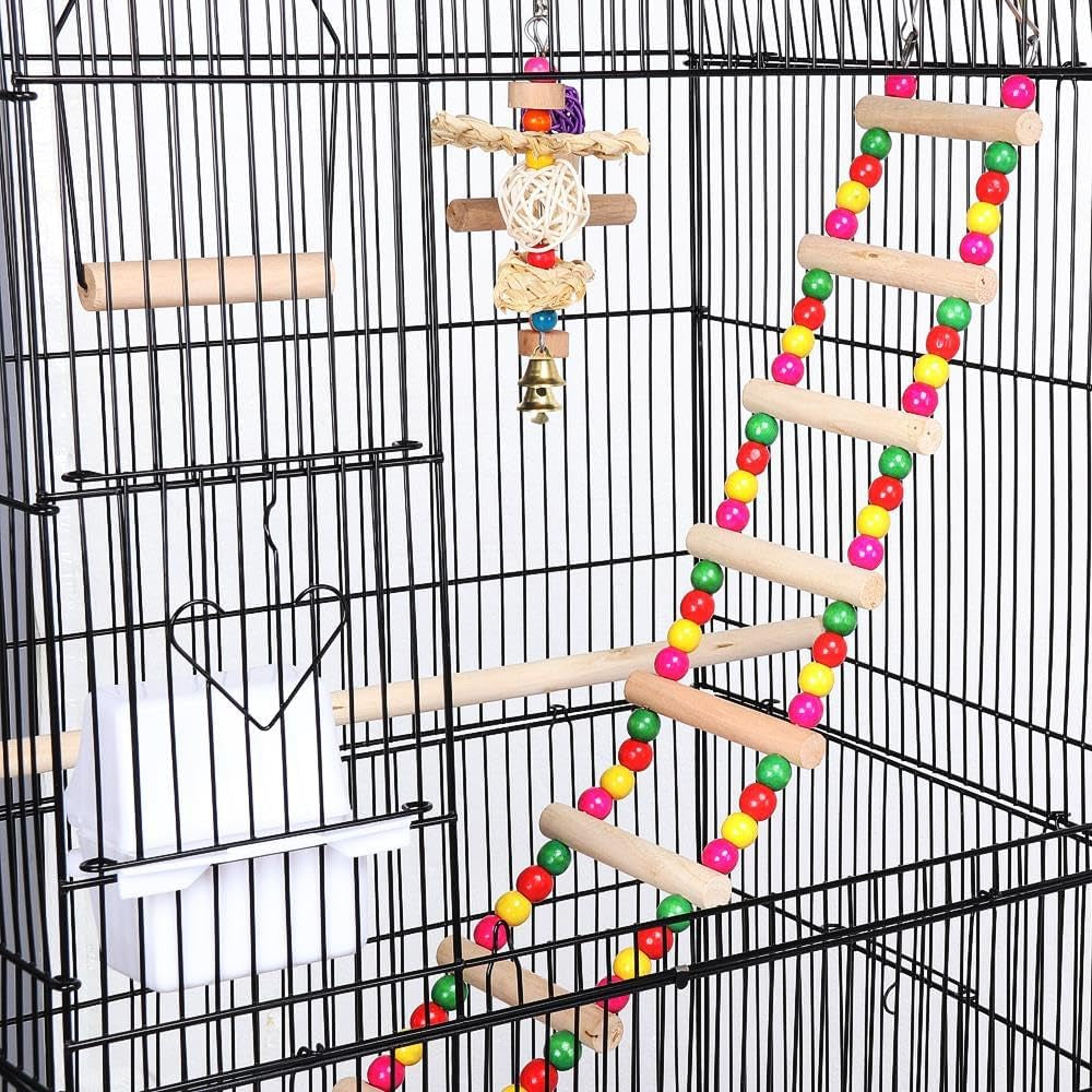 Yaheetech 39" Wrought Iron Roof Top Flight Cage with Accessories for Cockatiels, Conures, Lovebirds, Budgies, and Small Birds