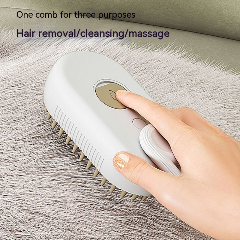 3-in-1 Electric Pet Grooming Brush with Steam and Spray for Cats and Dogs - Massage and Hair Removal Comb