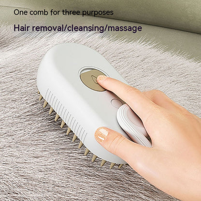 3-in-1 Electric Pet Grooming Brush with Steam and Spray for Cats and Dogs - Massage and Hair Removal Comb
