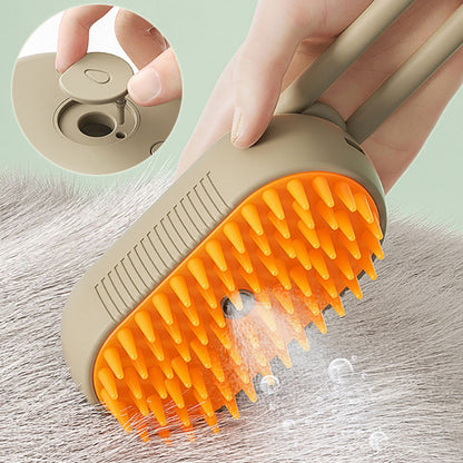 3-in-1 Electric Pet Grooming Brush with Steam and Spray for Cats and Dogs - Massage and Hair Removal Comb