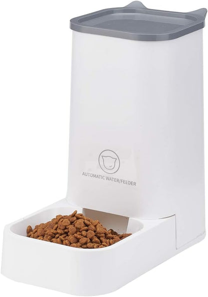 Automatic Pet Feeder and Water Dispenser Set, 1-Gallon Capacity Waterer and 2.1Kg Food Feeder, Self-Dispensing System for Small Pets, Durable Polypropylene Construction, Suitable for Cats and Dogs