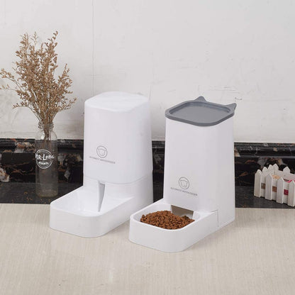 Automatic Pet Feeder and Water Dispenser Set, 1-Gallon Capacity Waterer and 2.1Kg Food Feeder, Self-Dispensing System for Small Pets, Durable Polypropylene Construction, Suitable for Cats and Dogs