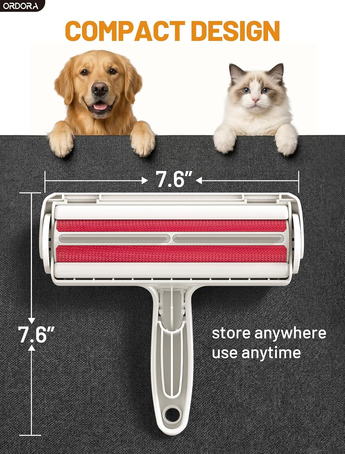 Pet Hair Remover Roller - Reusable Lint Roller for Dog and Cat Hair with Large Fur Bin for Couches, Bedding, Cars, Rugs, and Furniture - No Refills or Batteries Required