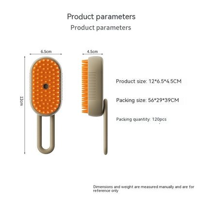 3-in-1 Electric Pet Grooming Brush with Steam and Spray for Cats and Dogs - Massage and Hair Removal Comb