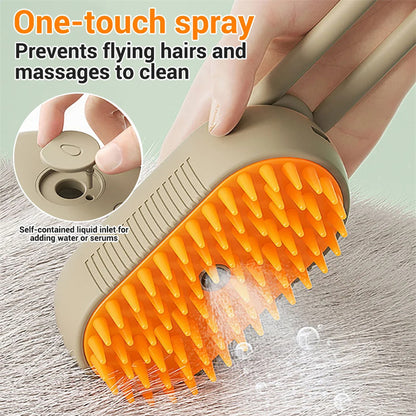 3-in-1 Electric Pet Grooming Brush with Steam and Spray for Cats and Dogs - Massage and Hair Removal Comb